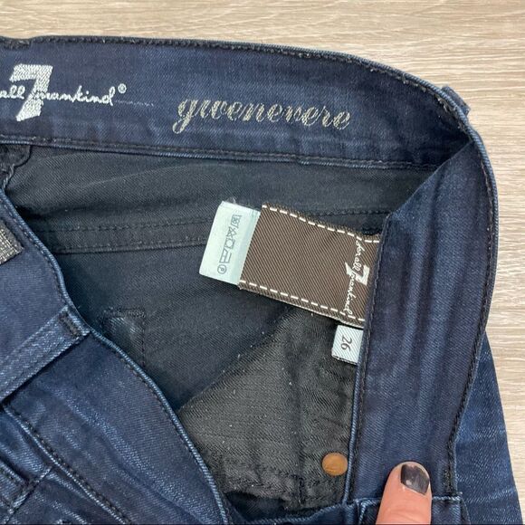 7 For All Mankind Womens Gwenevere Navy High Waist Ankle Skinny Jeans 26x28 - Picture 8 of 9